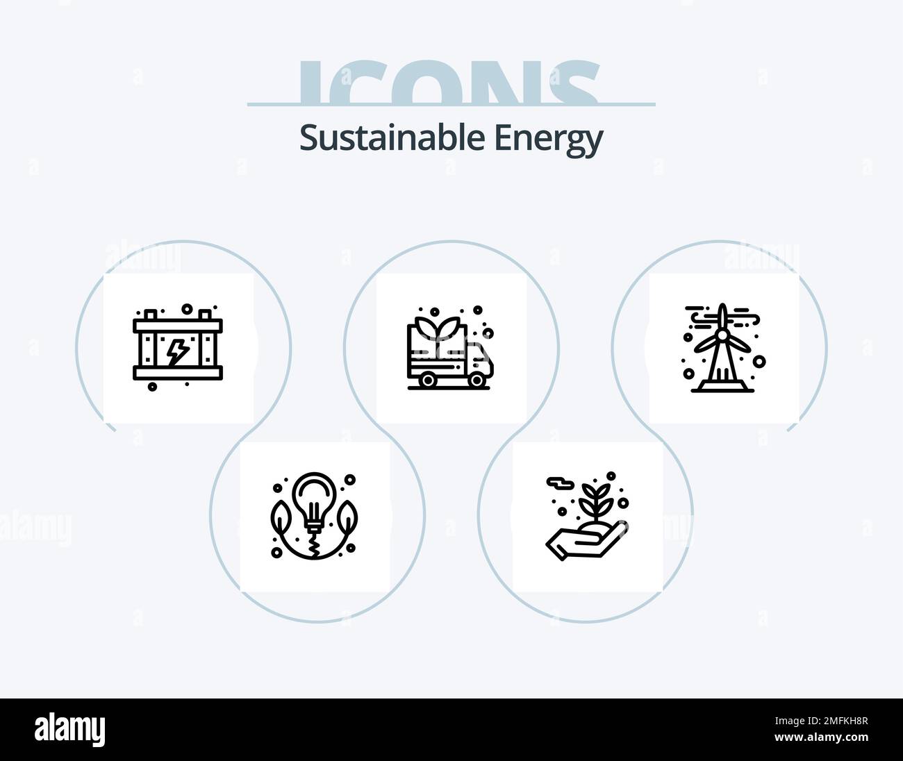 Sustainable Energy Line Icon Pack 5 Icon Design. Adapter. Solarenergie. Schützen. Erneuerbar. Globus Stock Vektor