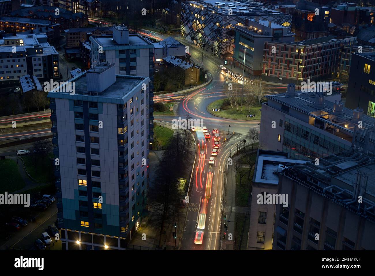 Sheffield City at Night UK England Stockfoto
