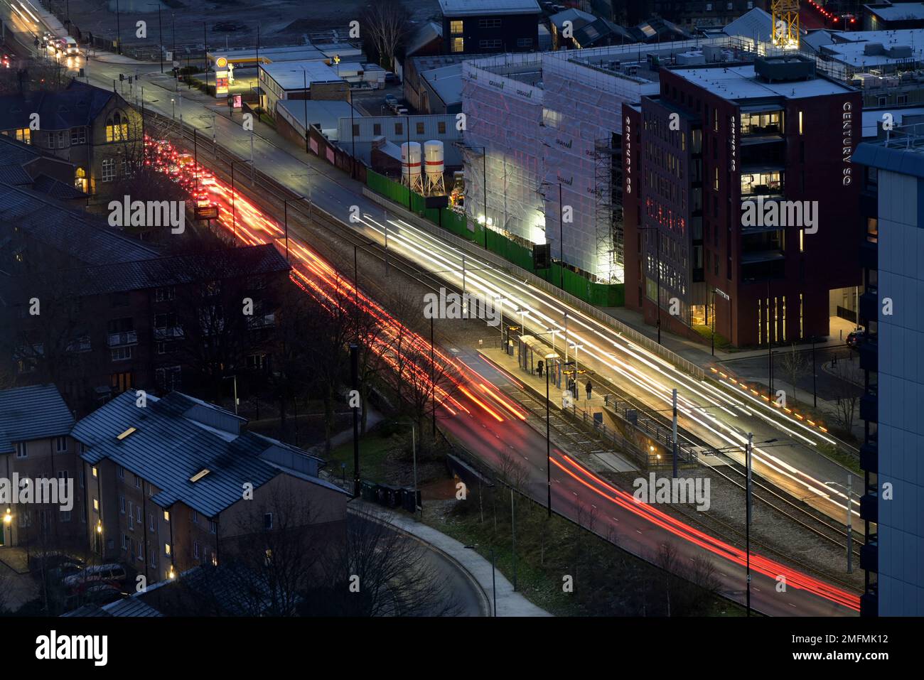 Sheffield City at Night UK England Stockfoto