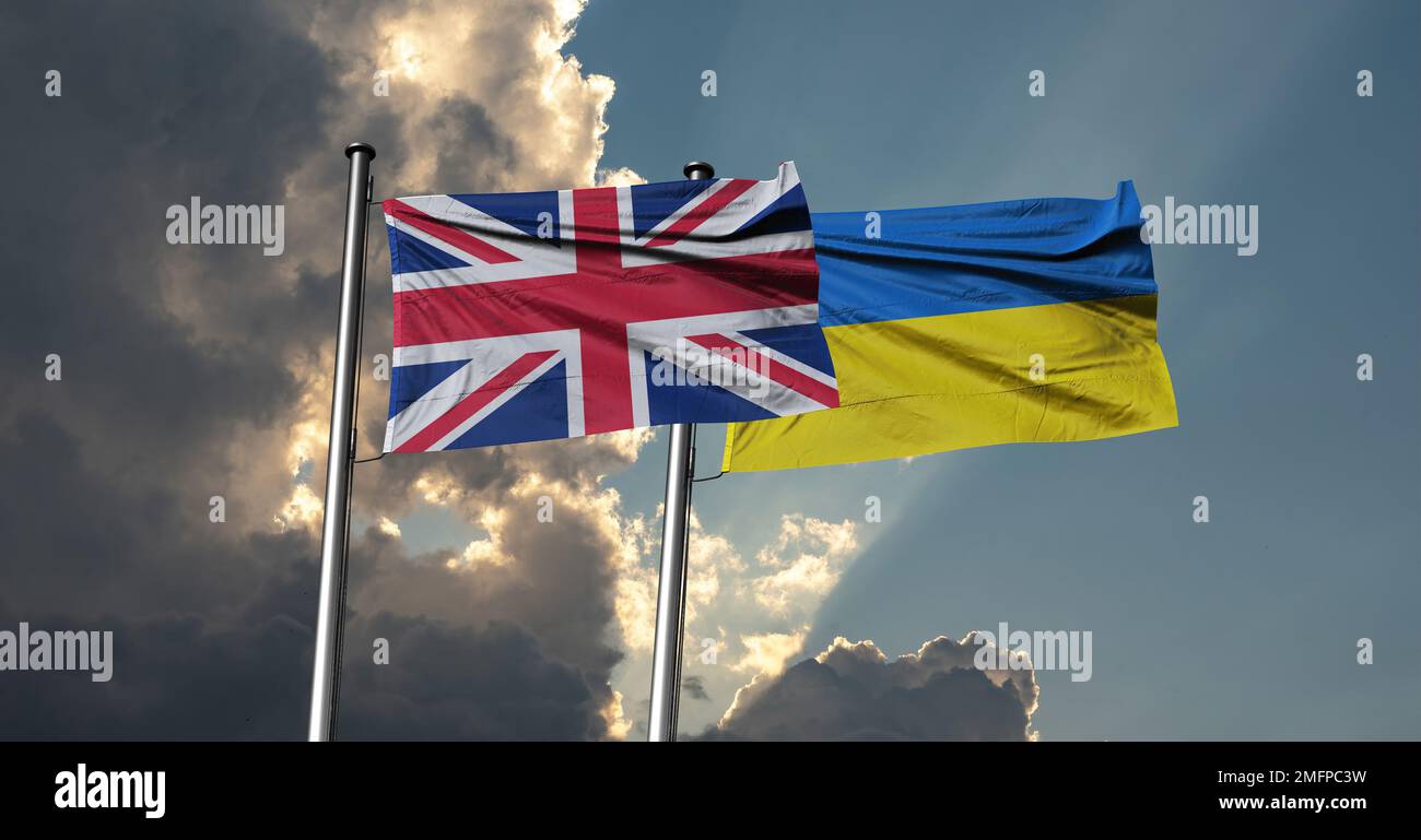 die brittische ukraine BritischUkrainische Hilfe unterstützt Menschen, die unter dem Krieg und der humanitären Krise in der Ukraine leiden, indem sie die Anstrengungen des Vereinigten Königreichs und der Ukraine bündelt. Stockfoto