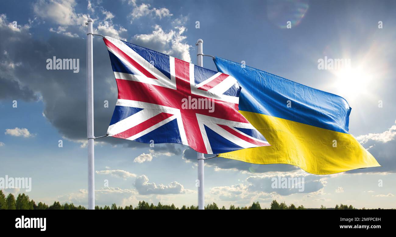 die brittische ukraine BritischUkrainische Hilfe unterstützt Menschen, die unter dem Krieg und der humanitären Krise in der Ukraine leiden, indem sie die Anstrengungen des Vereinigten Königreichs und der Ukraine bündelt. Stockfoto