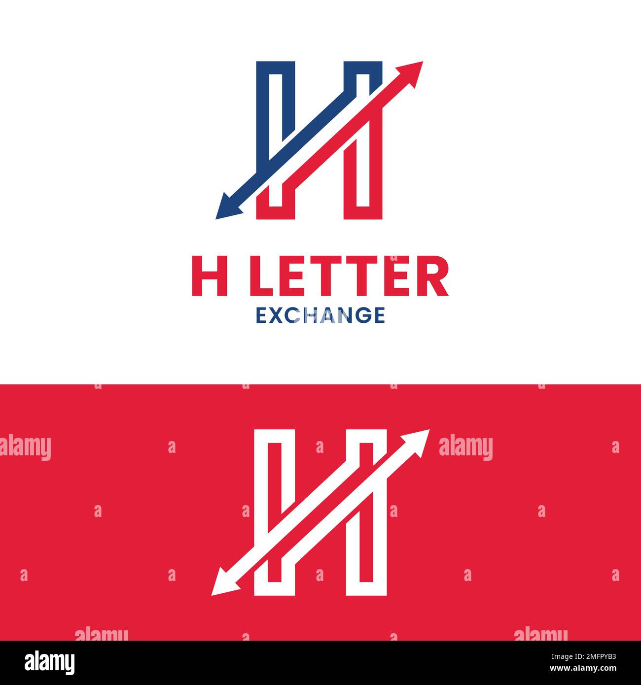 Letter Initial H Exchange Arrow Logo-Designvorlage. Geeignet für Logistik Express Cargo Delivery Shipping oder Finance Marketing Trading usw. Stock Vektor