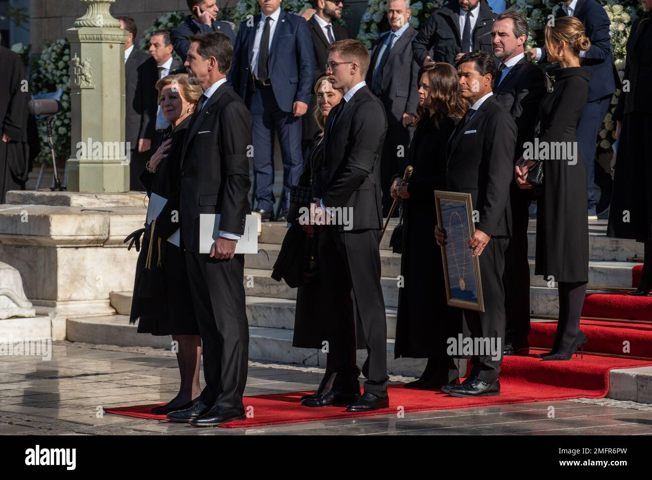 Athen, Griechenland. 16. Januar 2023 Königin AnneMarie, Kronprinz