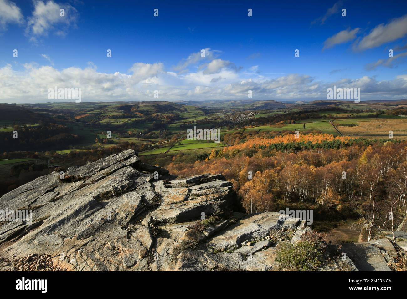 Blick vom Millstone Edge Peak District Stockfoto