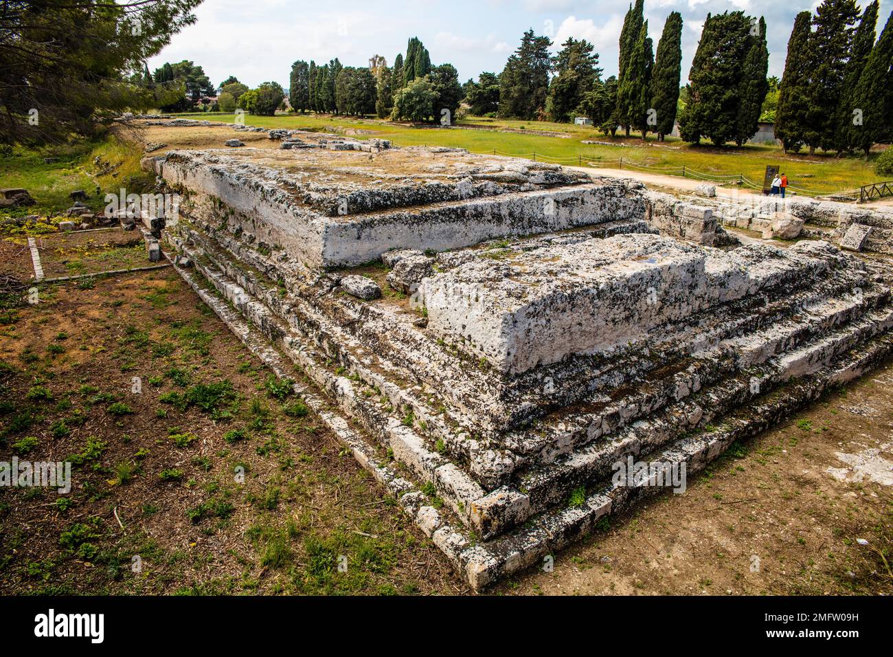 Altar von Hiero II aus dem 3. Jahrhundert v. Chr., Parco Archeologico della Neapolis, Sizilien, Syrakus, Sizilien, Italien Stockfoto