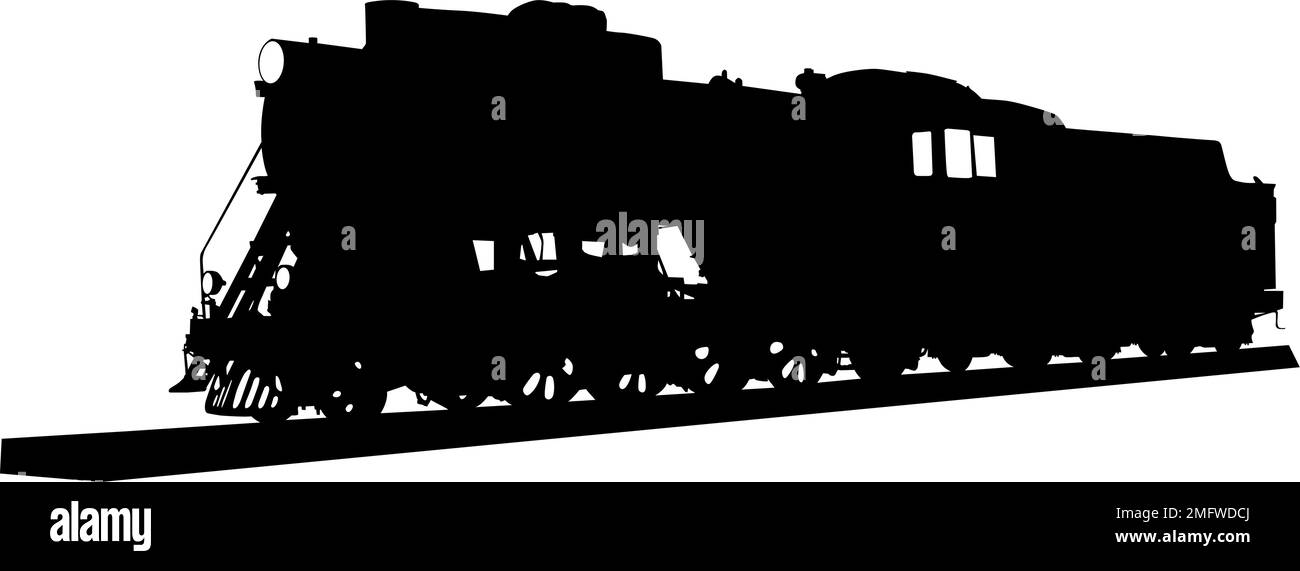 Alte große Dampflokomotive auf weißem Hintergrund Stock Vektor