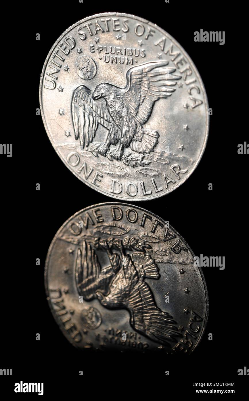 Vereinigte Staaten von Amerika, die Rückseite einer 1974 $1-Dollar-Münze. Auf der anderen Seite ist ein Porträt von Präsident Eisenhower Stockfoto