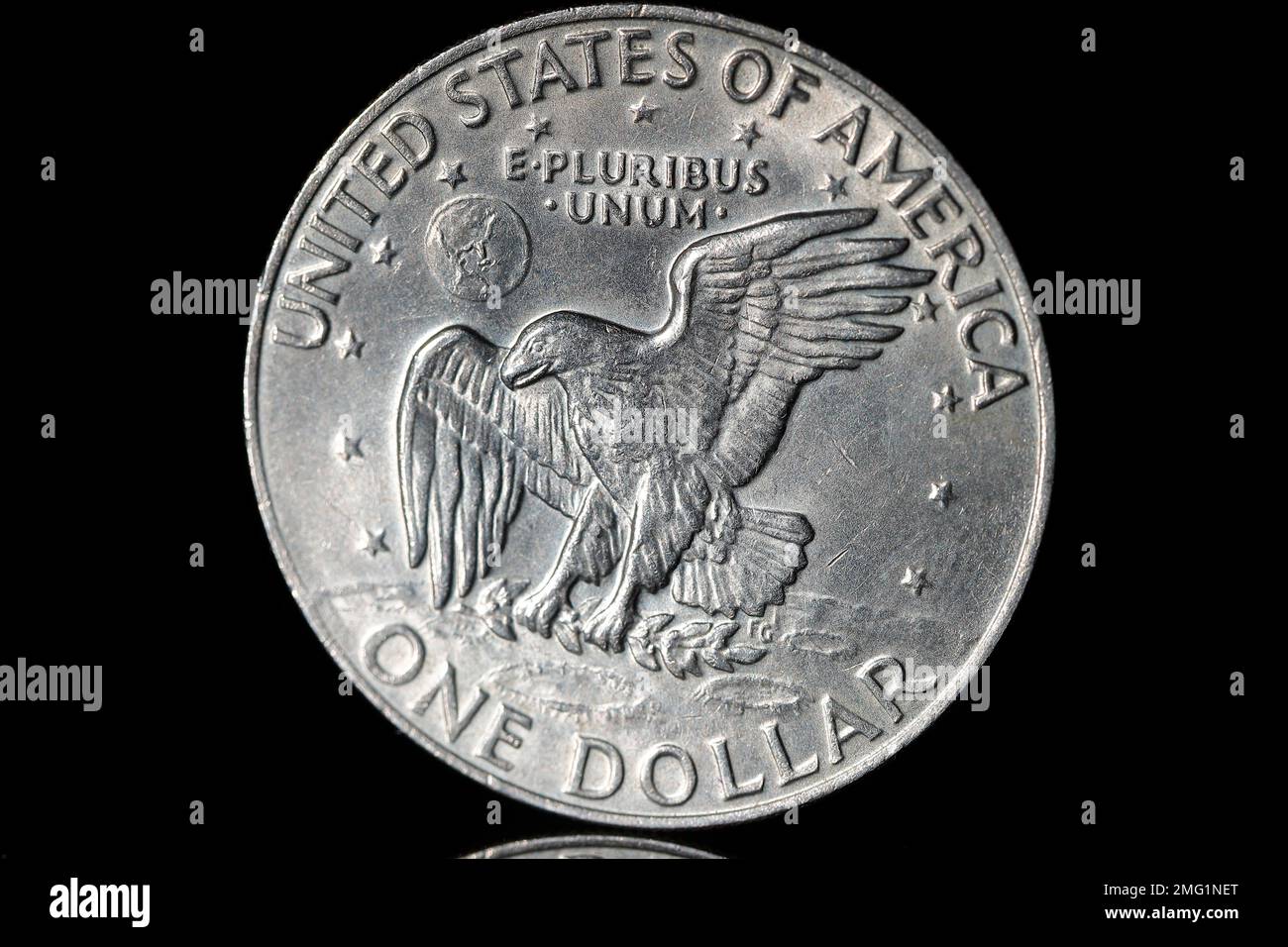 Vereinigte Staaten von Amerika, die Rückseite einer 1974 $1-Dollar-Münze. Auf der anderen Seite ist ein Porträt von Präsident Eisenhower Stockfoto