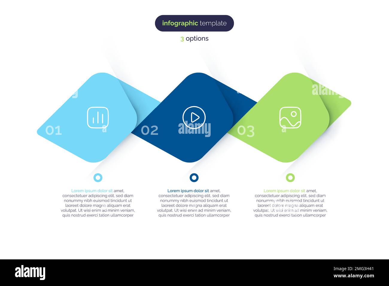 Vektor-Infografik-Vorlage, die aus 3-Elementen besteht Stock Vektor