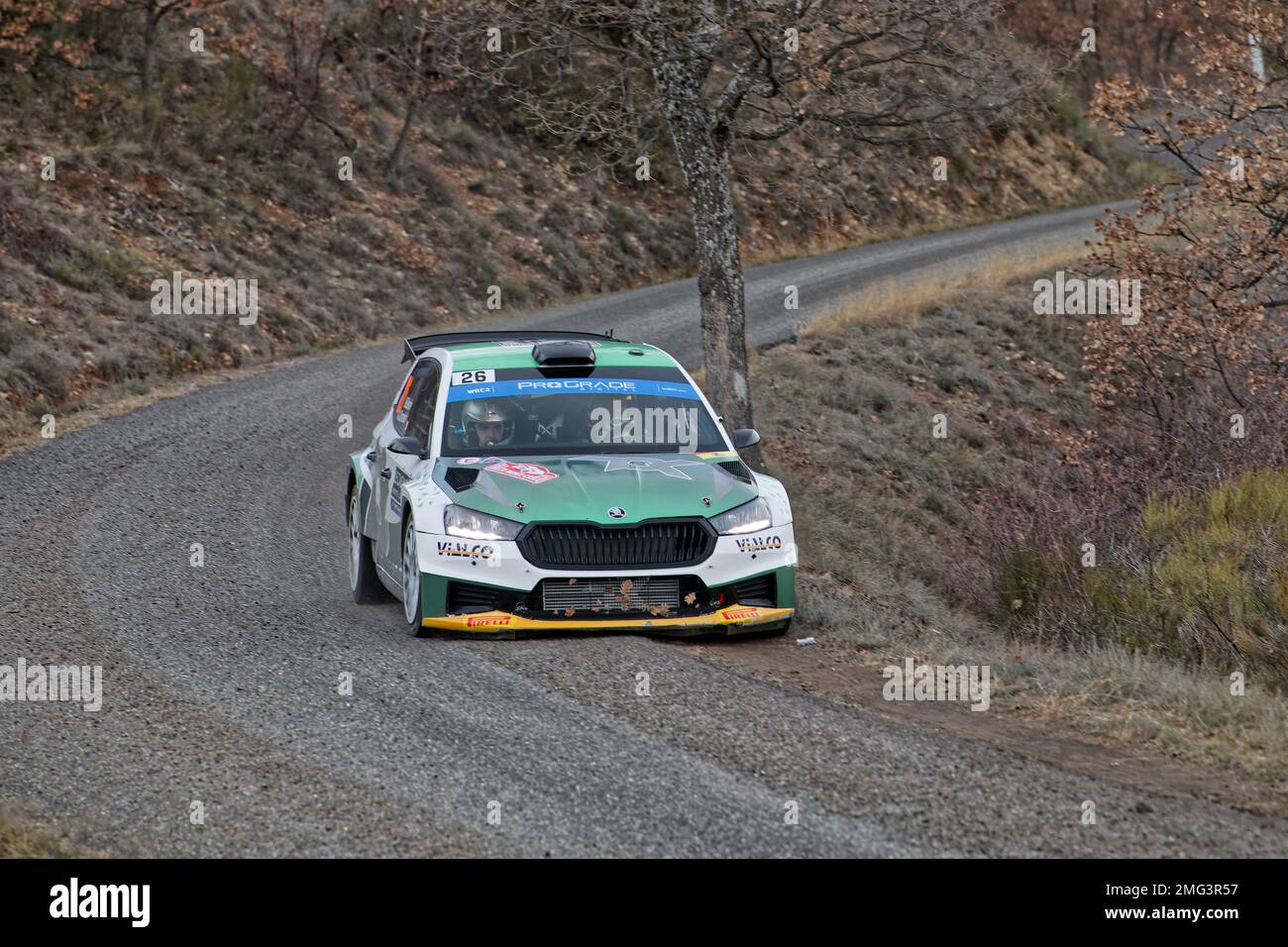 WRC2 MONTE CARLO 2023 Bulacia Marco - Coronado Jiménez Axel ES10/13 , Puimichel, FRANKREICH, 21/01/2023 Florent 'MrCrash' B. Stockfoto