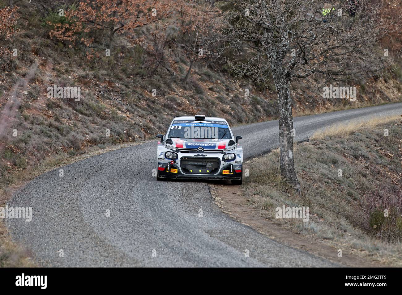 WRC2 MONTE CARLO 2023 Johnston Sean - Kihurani Alexander ES10/13 , Puimichel, FRANKREICH, 21/01/2023 Florent 'MrCrash' B.. Stockfoto