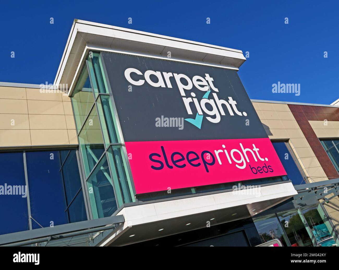 CarpetRight Sleepright, JunctionNINE Retail Park, Warrington, Cheshire, England, UK, WA2 8TW Stockfoto