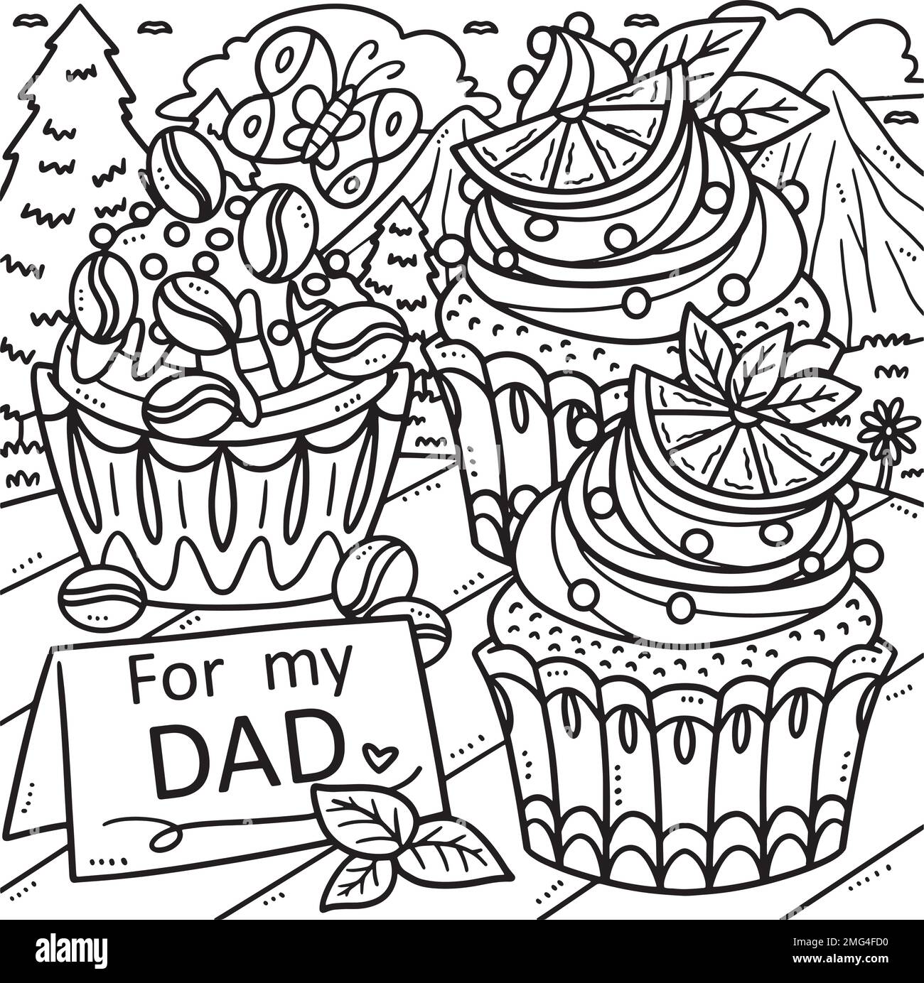 Vatertag für meinen Vater Malseite für Kinder Stock Vektor