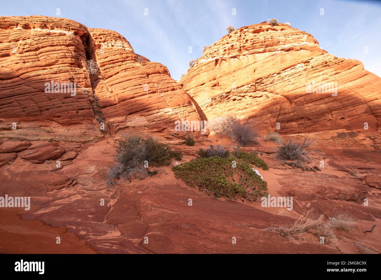 Man braucht eine Genehmigung für die Wanderung zum The Wave in der Paria Canyon/Vermillion Cliffs Wilderness in Utah und Arizona. Stockfoto