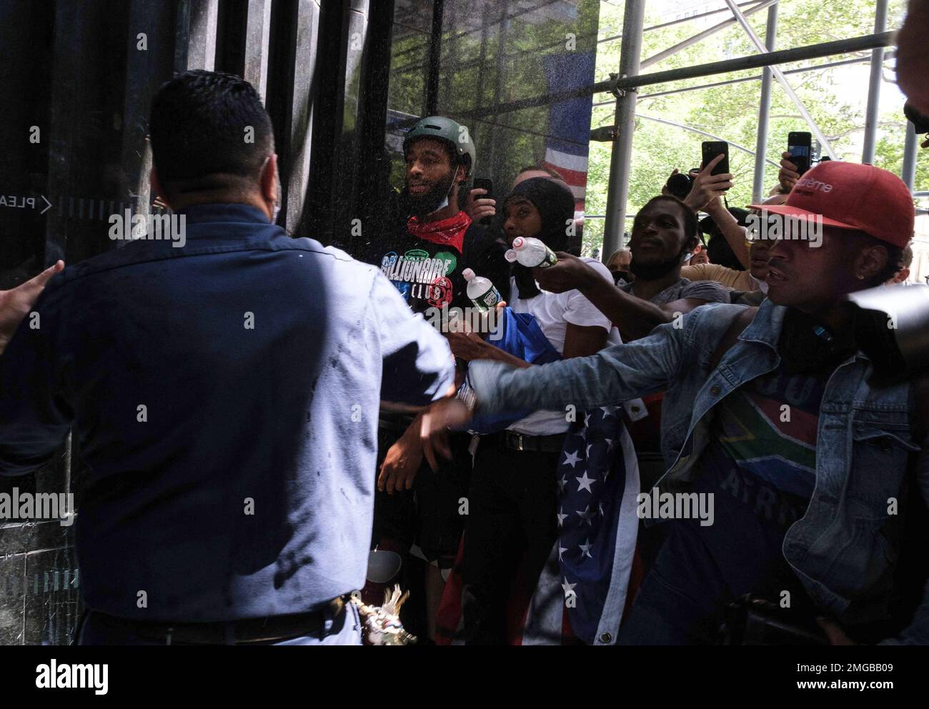 Black Lives Matter protesters have confrontation with the construction ...