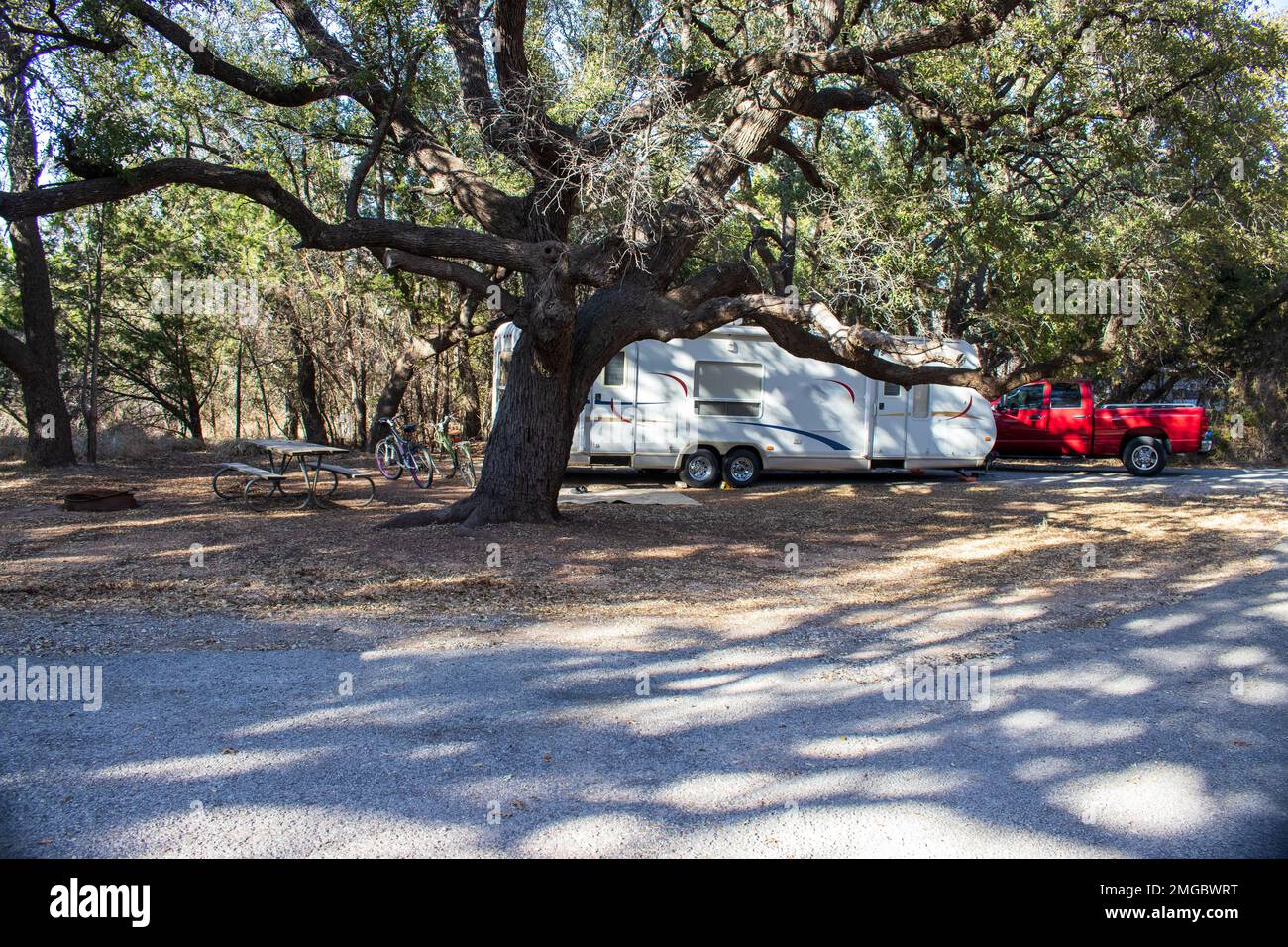 Wohnwagen auf einem Campingplatz im Abilene State Park Texas Stockfoto