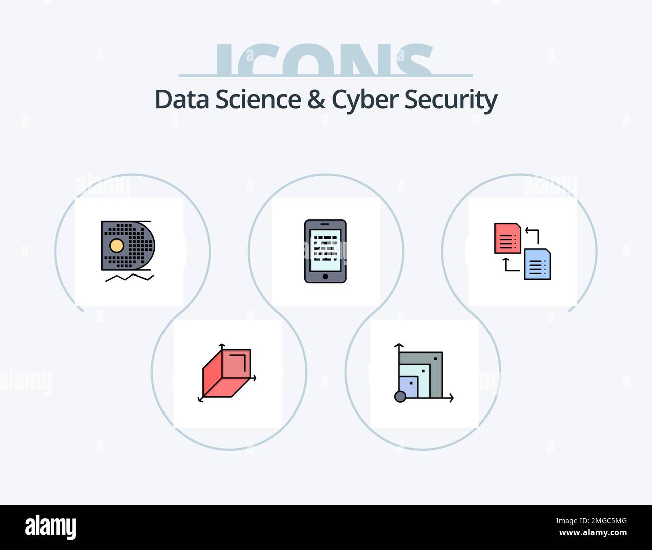 Data Science Und Cyber Security Line Gefüllt Icon Pack 5 Icon Design. Dollar. Scrince. Prognosen. Instrukturdaten. Unstrukturiert Stock Vektor