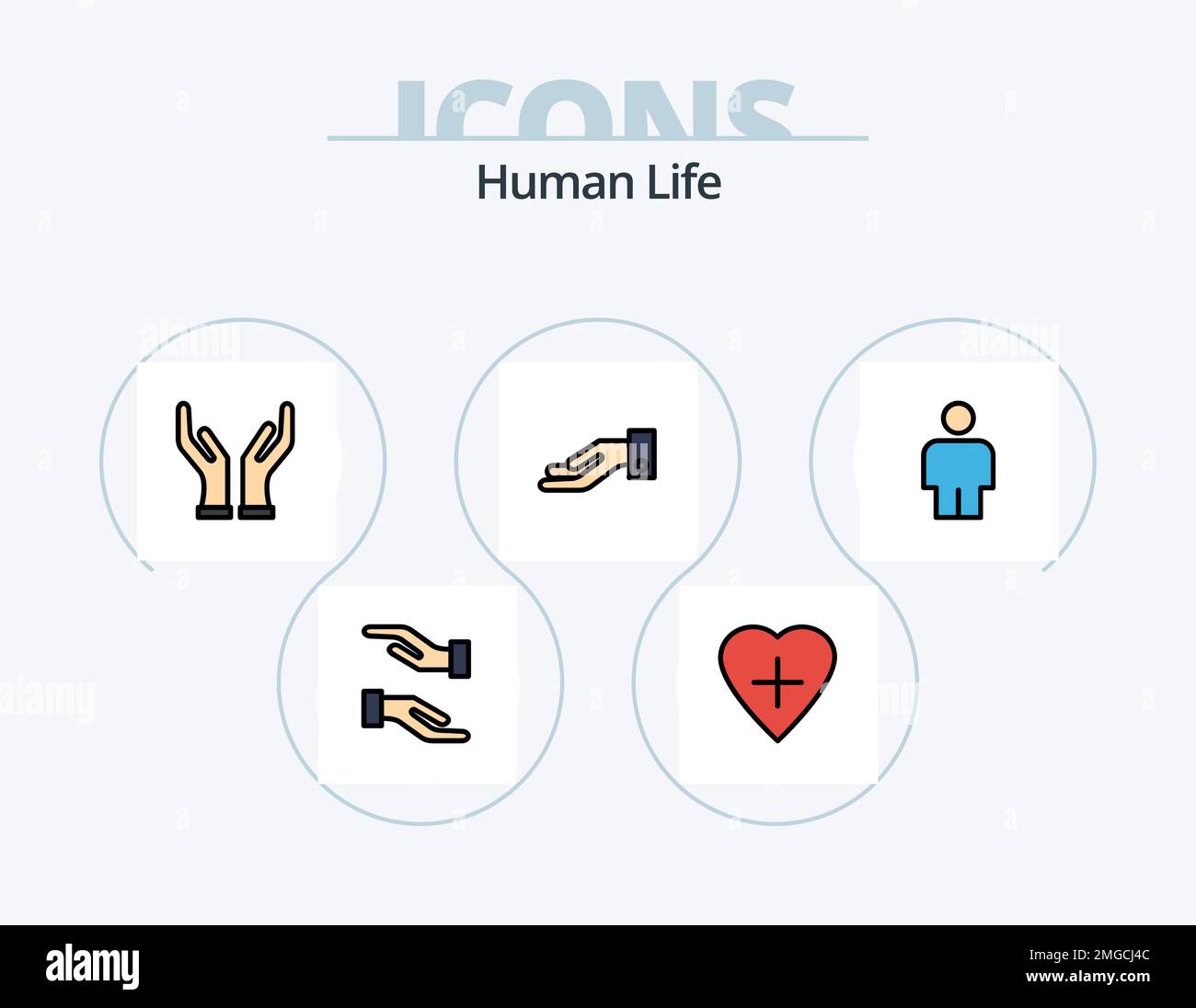 Human Line Filled Icon Pack 5 Icon Design. . Almosen. Stock Vektor