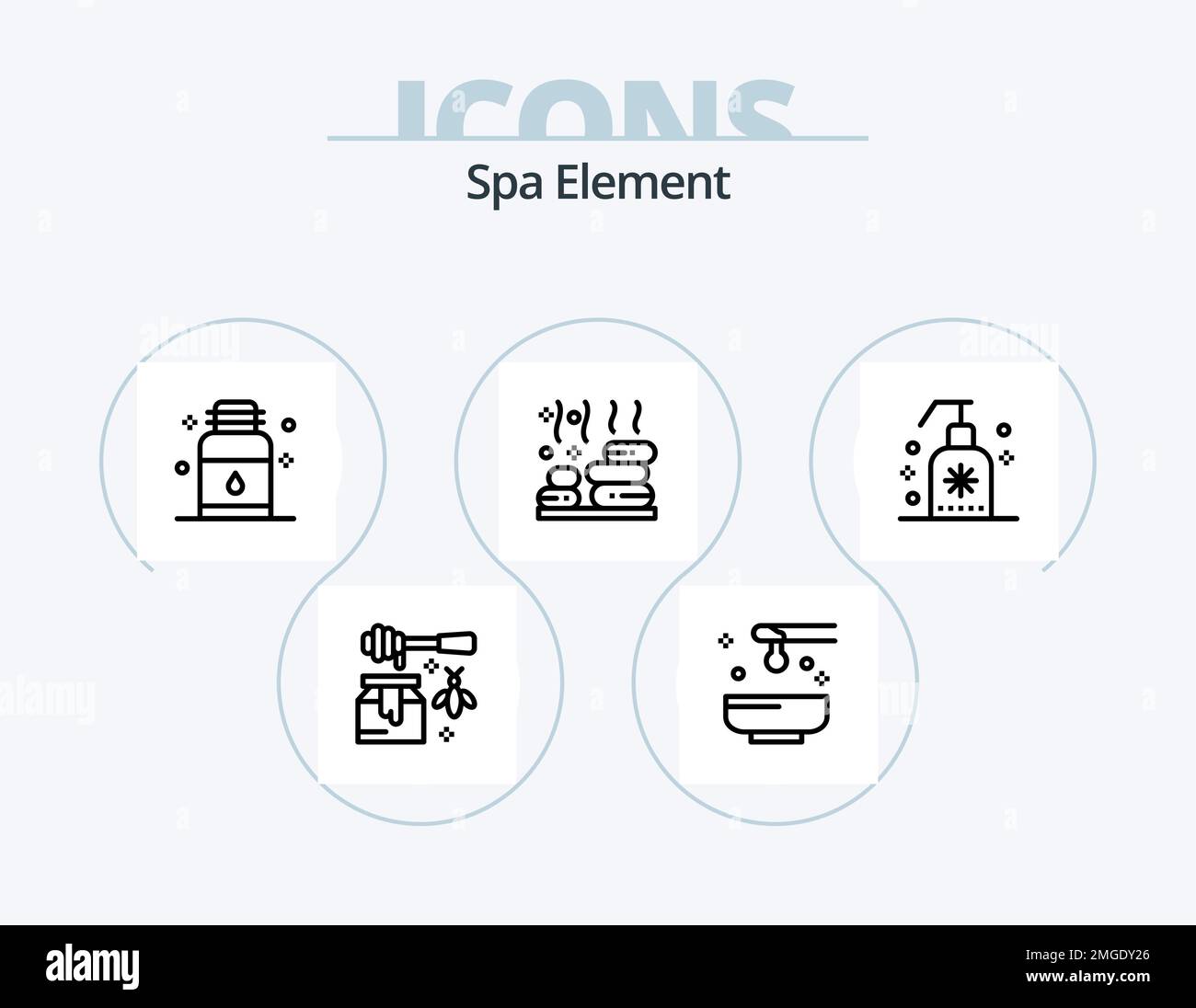 Spa Element Line Icon Pack 5 Icon Design. Steine. Entspann dich. Spa. Massagen. Salon Stock Vektor