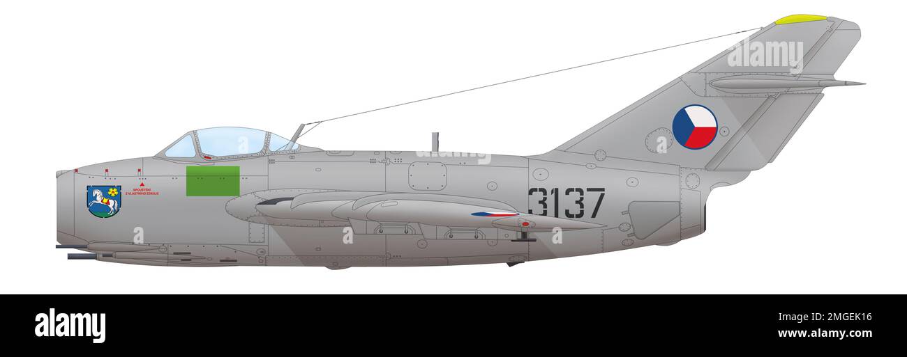 MIG-15bisSB (3137) des 30. Kampfbomber-Luftregiments der tschechoslowakischen Luftwaffe, 1968–1982 Stockfoto