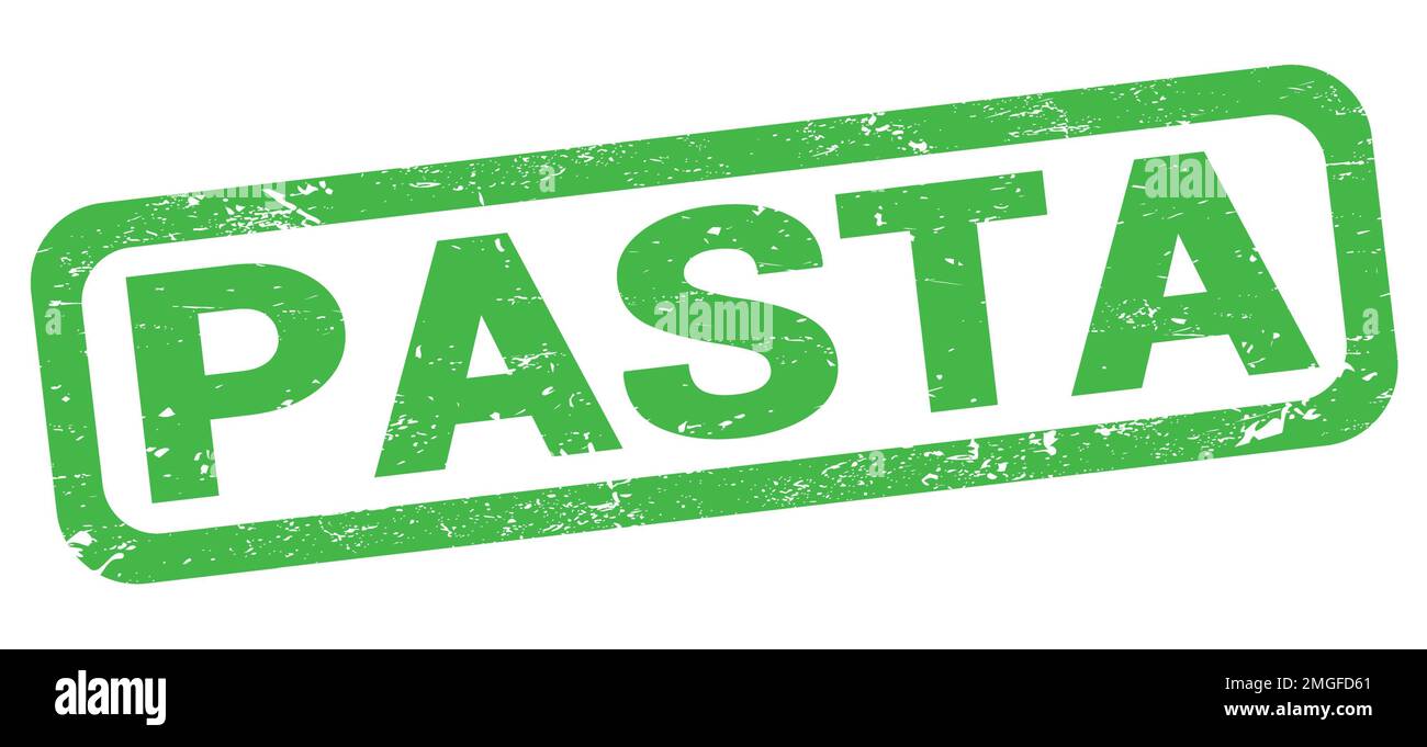 PASTA-Text auf grünem rechteckigem Stempelzeichen. Stockfoto
