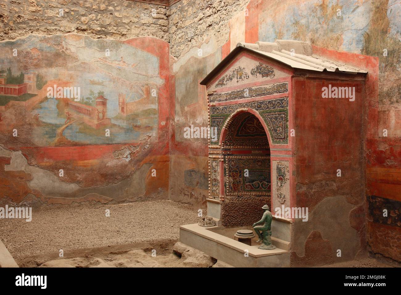 Haus des kleinen Brunnen, Pompeji, Antike Stadt in Kampanien am Golf von Neapel, beim Ausbruch des Vesuvs im Jahr 79 n. Chr. Verschüttet, Italien Stockfoto