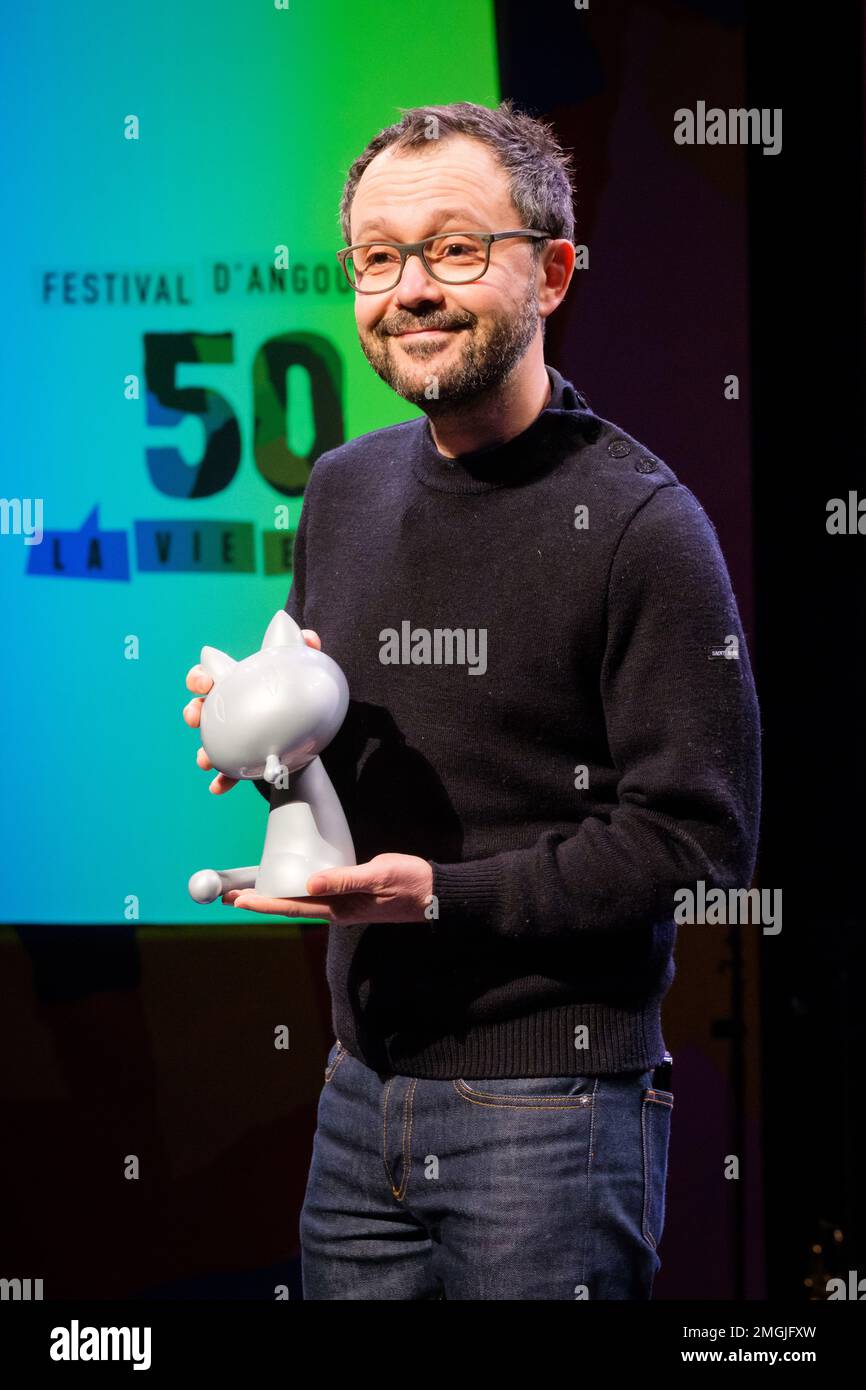 Riad Sattouf, Gewinner des „Grand Prix de la ville d'Angoulême“ (Hauptpreis), nimmt an der Eröffnungsnacht des Angoulême International 50. Teil Stockfoto