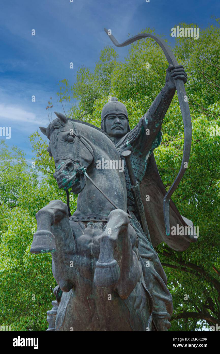 Statue eines chinesischen Kriegers, Fubo Hill, auch bekannt als Wave-Subduing Hill Guilin China Stockfoto
