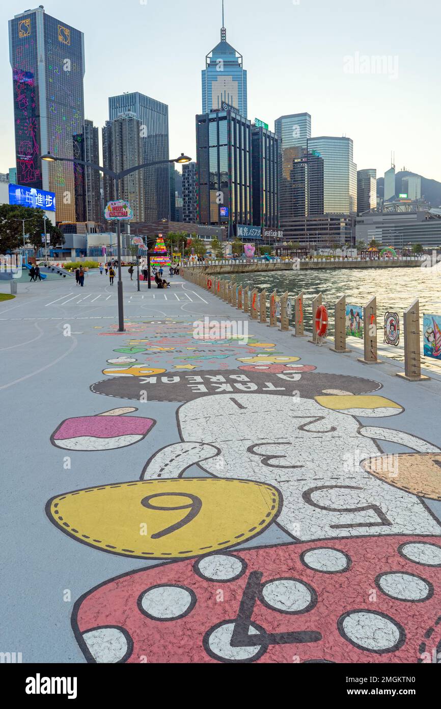 Hong Kong, Victoria Harbour Promenade Dezember 2022 - Stockfoto