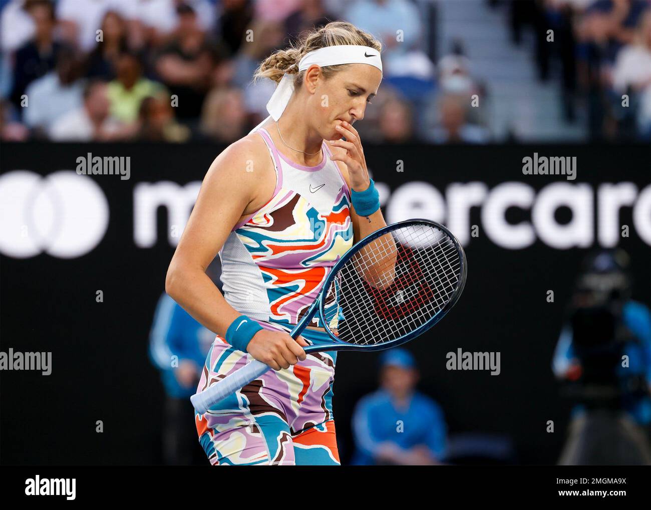 Melbourne, Australien. 26. Jan., 2023. Victoria Azarenka in Aktion während des Australian Open Turniers im Melbourne Park am Donnerstag, den 26. Januar 2023. © Juergen Hasenkopf / Alamy Live News Stockfoto