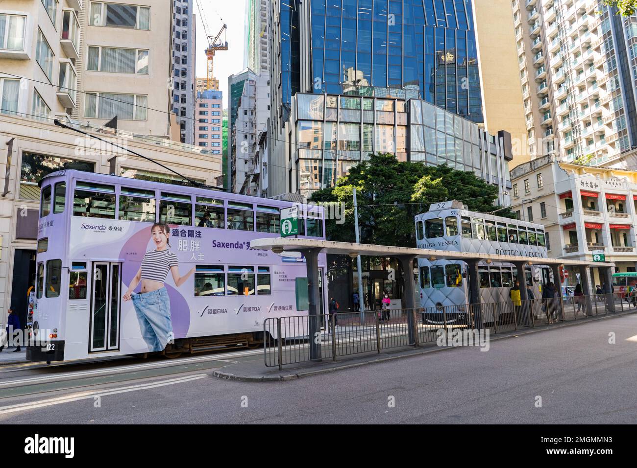 Dezember 2022 - Hong Kong Tram in Wan Chai Stockfoto