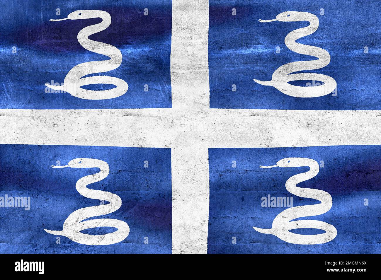 Martinique Flagge - realistische wehende Stoff Flagge Stockfoto