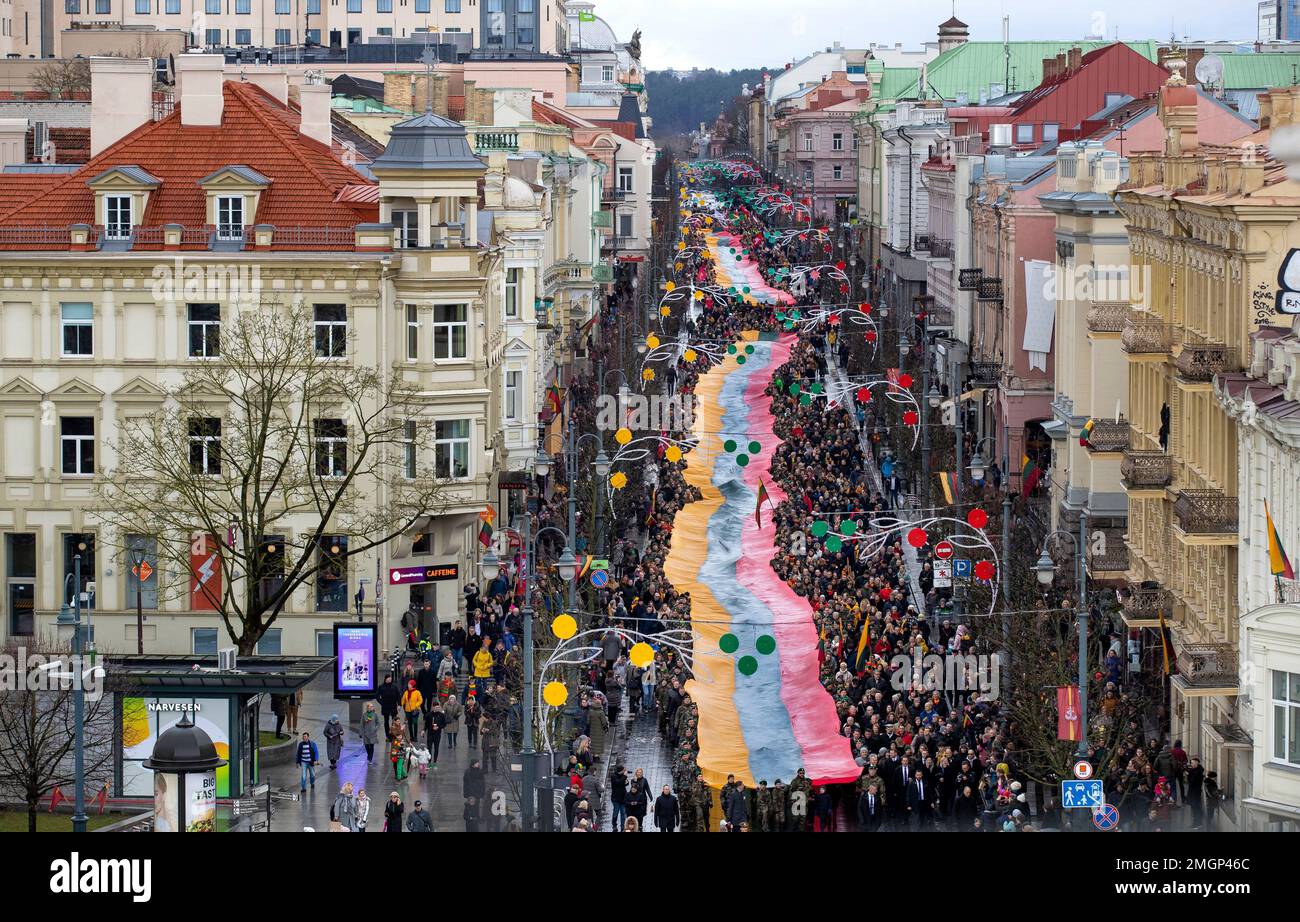 People Carry A Giant Lithuanian Flag During A Celebration Of Lithuania ...