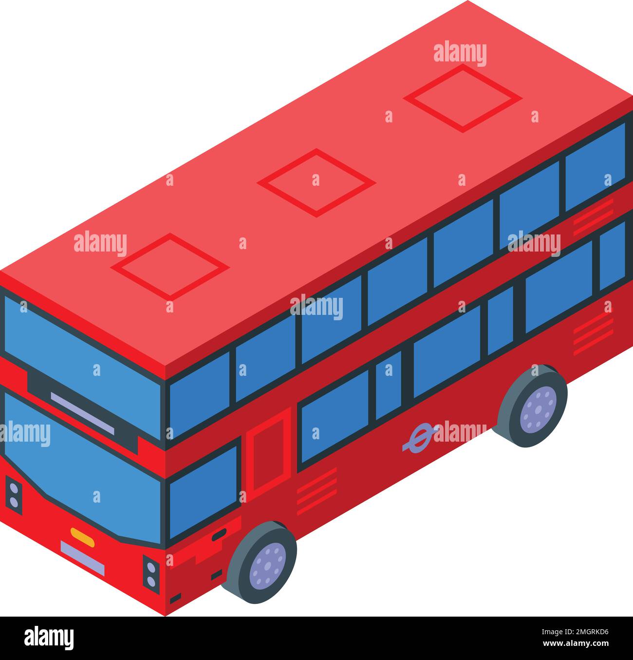 Karte rotes Bussymbol isometrischer Vektor. England-Tour. Fahrerkabine Stock Vektor