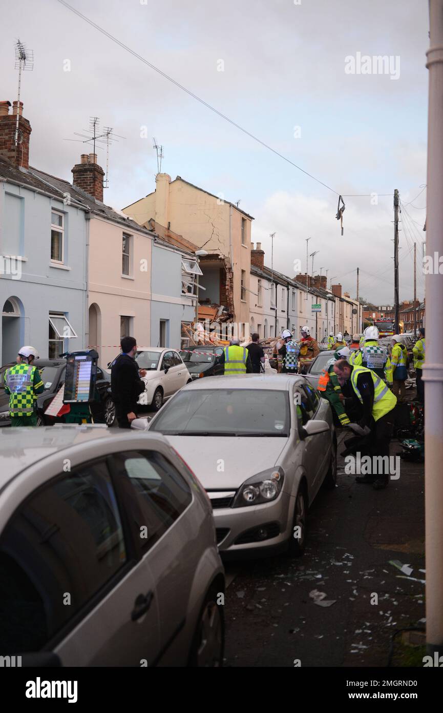 Eine vermutete Gasexplosion in der Rosehill Street Cheltenham UK - Mai 2012. Stockfoto