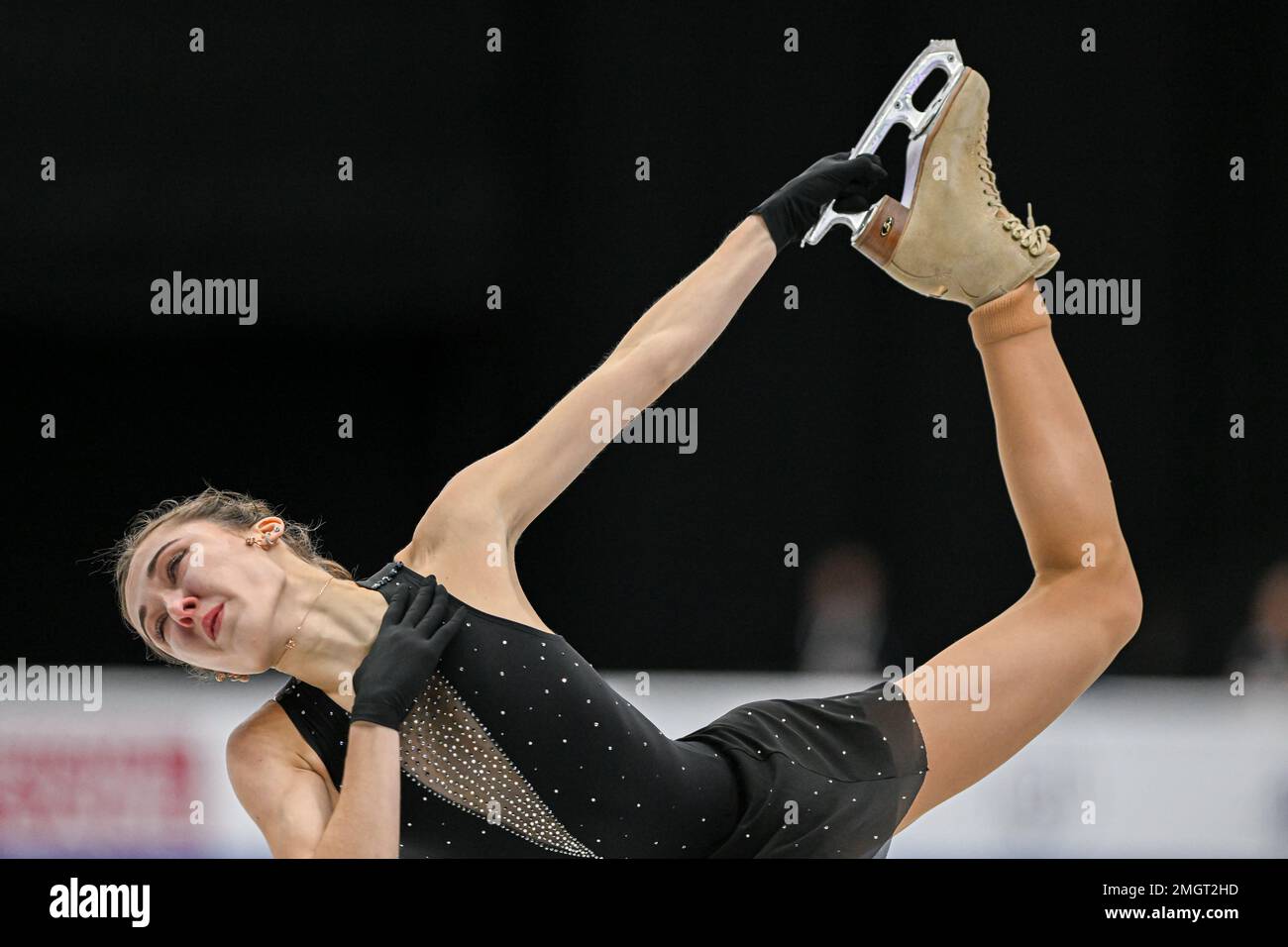 Anastasia GOZHVA (UKR), während des Women Short Program, bei der ISU European Figure Skating Championships 2023, in Espoo Metro Areena, am 26. Januar 2023 in Espoo, Finnland. Kredit: Raniero Corbelletti/AFLO/Alamy Live News Stockfoto