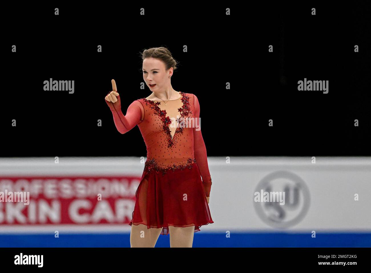 Anastasia GRACHEVA (MDA), während des Women Short Program, bei der ISU European Figure Skating Championships 2023, in Espoo Metro Areena, am 26. Januar 2023 in Espoo, Finnland. Kredit: Raniero Corbelletti/AFLO/Alamy Live News Stockfoto