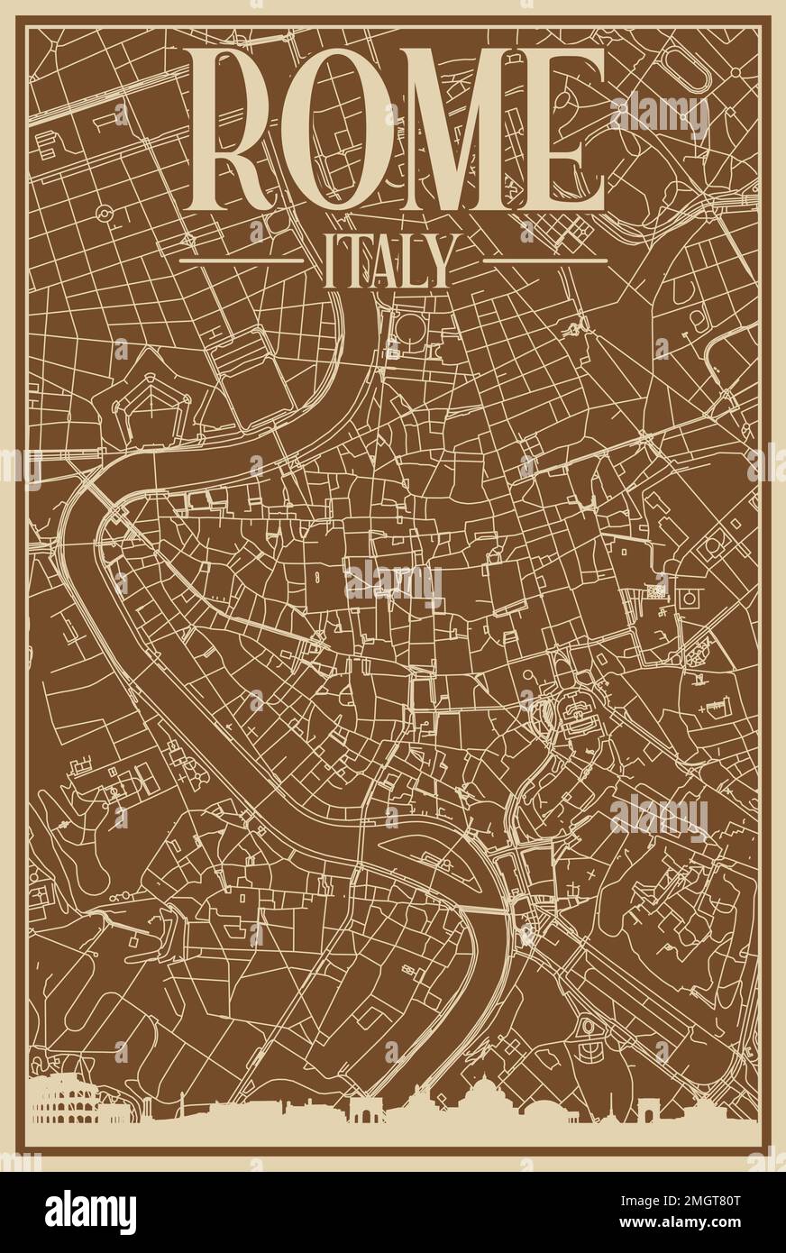 Poster des Straßennetzes über die Innenstadt VON ROM, ITALIEN Stock Vektor