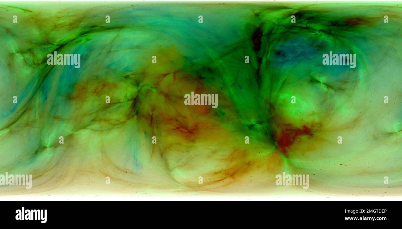 Giftgrün leuchtende exoplanete Panorama-Planet-Textur, computergeneriertes abstraktes 3D-Rendering Stockfoto