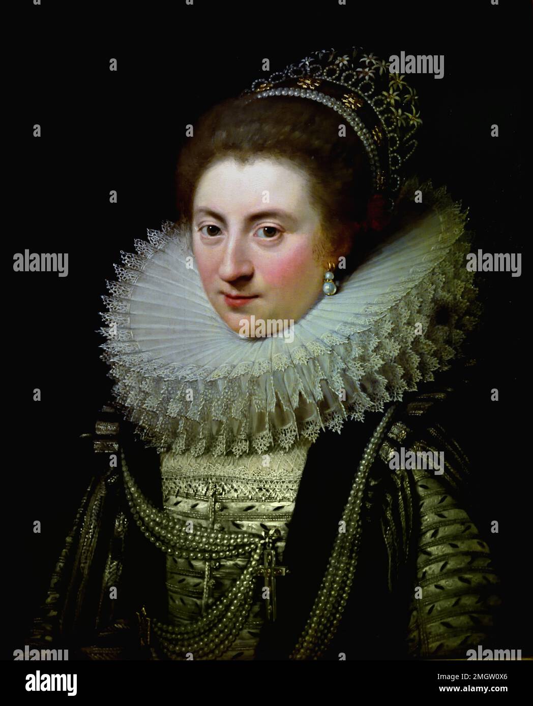 Jan Anthonisz van Ravesteyn Portrait of Ernestine Yolande (1594-1663), Princess of Ligne, Belgier, Belgien, Flämisch, Von y Jan Anthonisz van Ravesteya 1572-1652 Niederlande, Niederländisch, Holland ( Ernestine Yolande de Ligne d'Amblise 1594 - 1668, Ronse, Belgien Eltern: Lamoral, Prinz der Ligne Partner: John VIII, Graf von Nassau-Siegen, ) Stockfoto