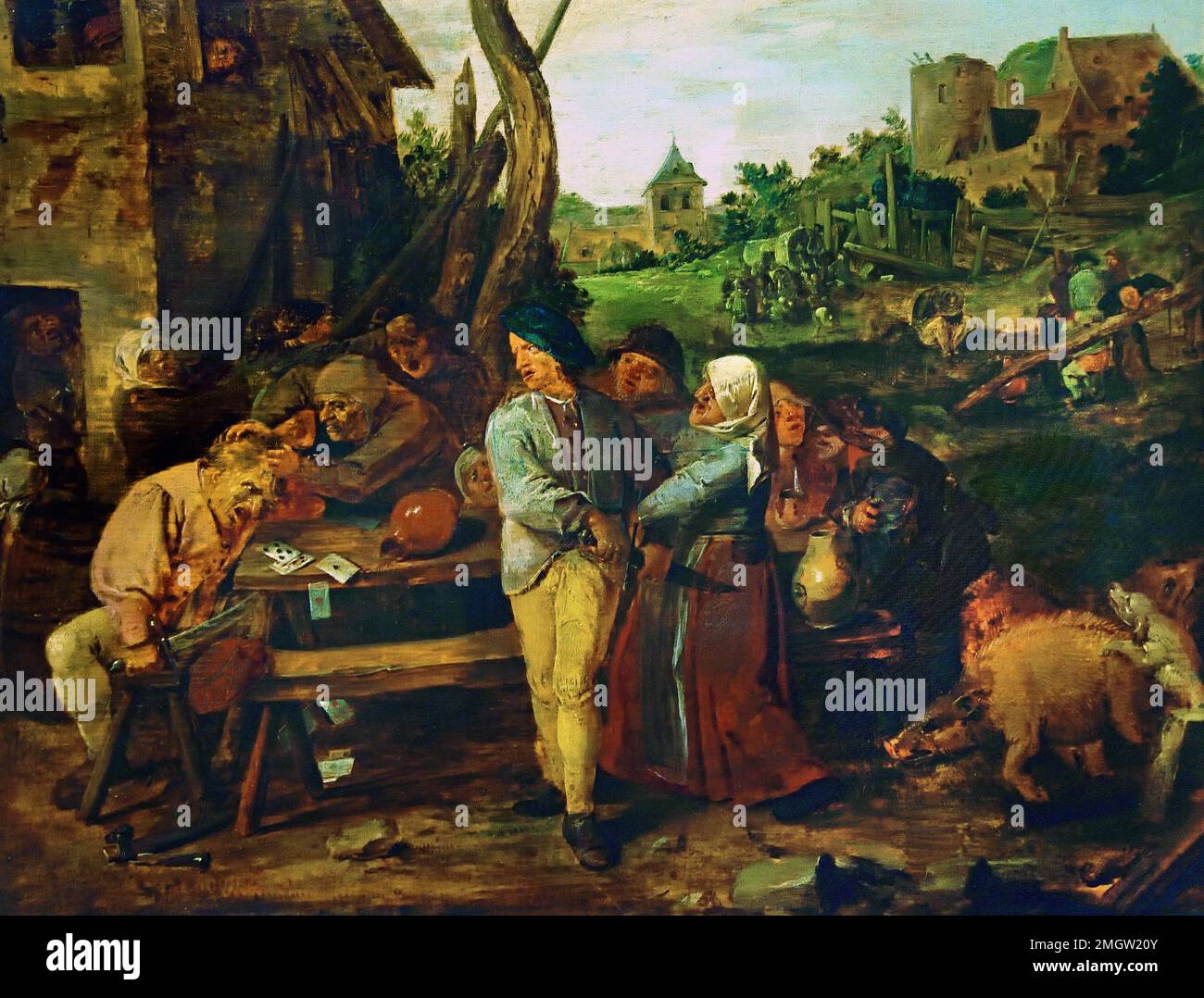 Keifen betrunkenen Bauern 1634 Adriaen Brouwer (1605 – 1638) flämischen niederländischen Malers siebzehnten Jahrhundert Niederlande Belgien Stockfoto