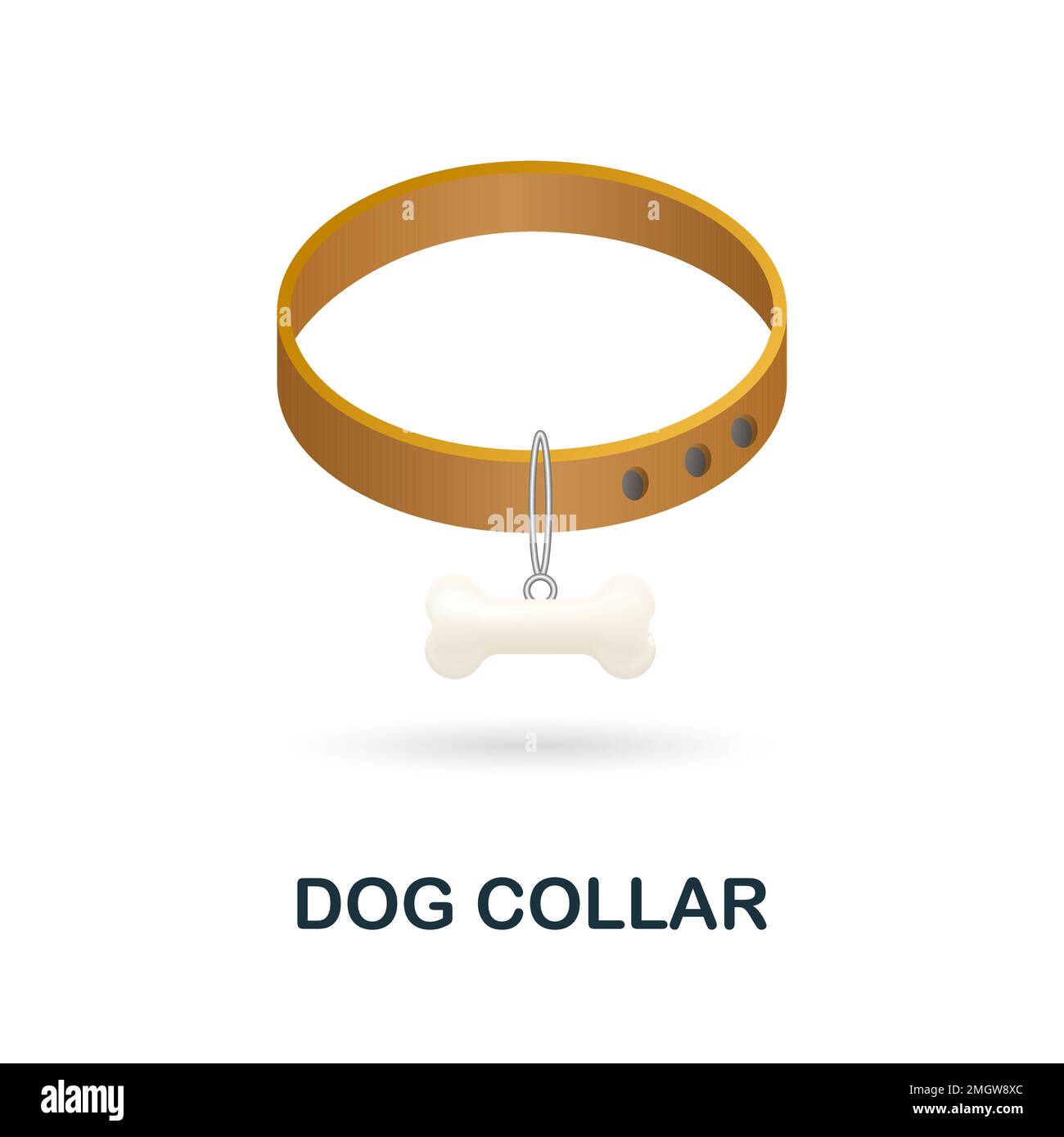 Symbol für Hundehalsband. 3D Abbildung aus der Haustiersammlung. Creative Hundehalsband 3D Symbol für Webdesign, Vorlagen, Infografiken und mehr Stock Vektor