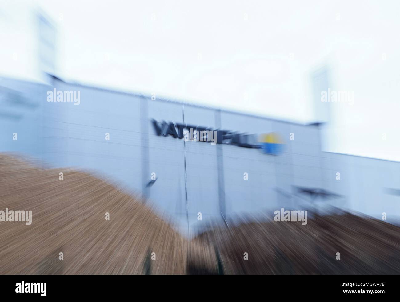 KWK-Anlage von Vattenfall in Motala, Schweden. Hier wurde während einer langen Belichtungszeit fotografiert. Stockfoto
