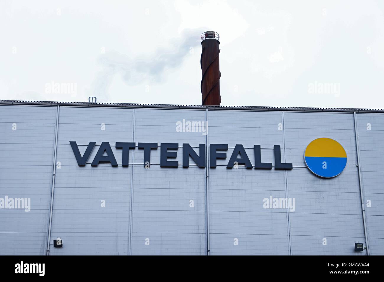 KWK-Anlage von Vattenfall in Motala, Schweden. Stockfoto