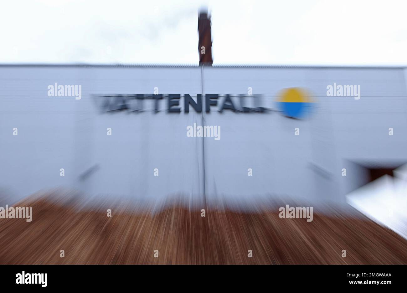 KWK-Anlage von Vattenfall in Motala, Schweden. Hier wurde während einer langen Belichtungszeit fotografiert. Stockfoto