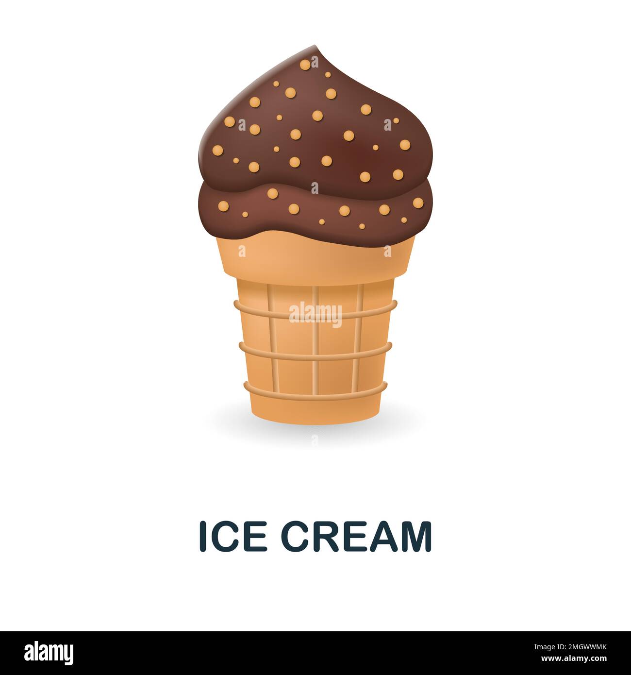 Eiscreme-Symbol. 3D Abbildung aus der Sammlung für den Lebensmittelmarkt. Creative Ice Cream 3D Symbol für Webdesign, Vorlagen, Infografiken und mehr Stock Vektor