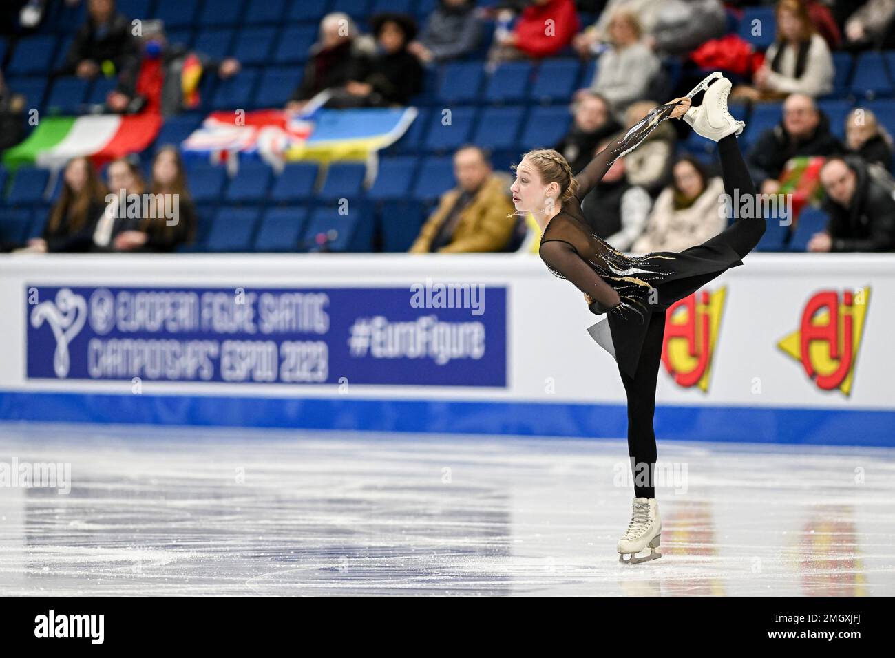 Sofja STEPCENKO (LAT), während des Women Short Program, bei der ISU European Figure Skating Championships 2023, in Espoo Metro Areena, am 26. Januar 2023 in Espoo, Finnland. Kredit: Raniero Corbelletti/AFLO/Alamy Live News Stockfoto