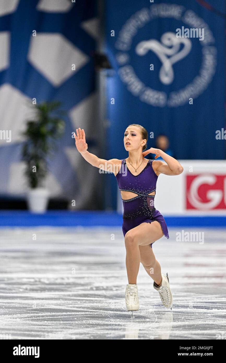 Livia KAISER (SUI), während des Women Short Program, bei der ISU European Figure Skating Championships 2023, in Espoo Metro Areena, am 26. Januar 2023 in Espoo, Finnland. Kredit: Raniero Corbelletti/AFLO/Alamy Live News Stockfoto