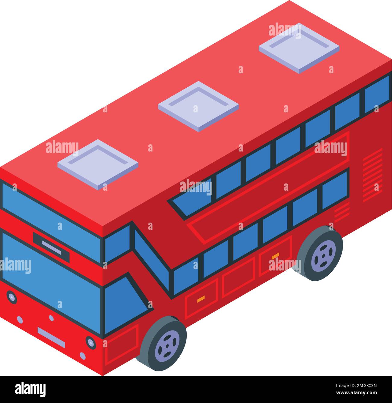 Rotes Bus-Treiber-Symbol isometrischer Vektor. England Stadt. Alte Tour Stock Vektor