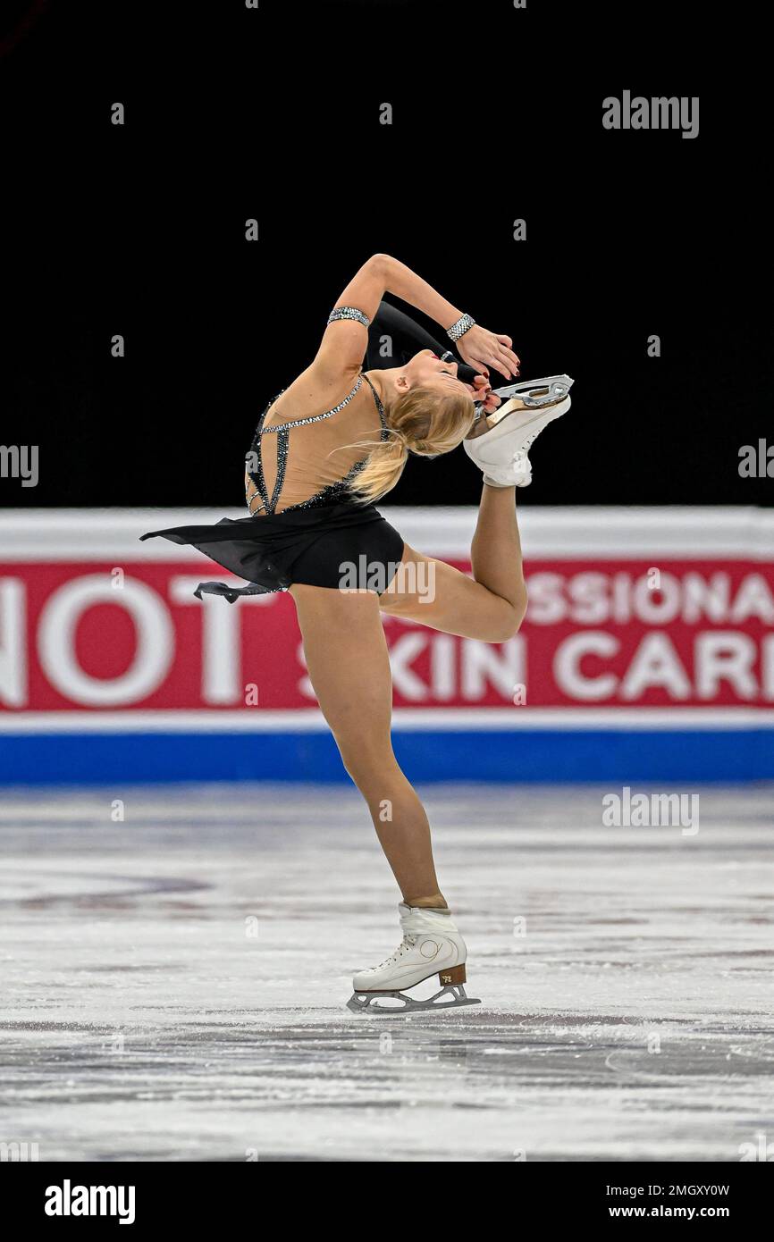 Antonina DUBININA (SRB), während des Women Short Program, bei der ISU European Figure Skating Championships 2023, in Espoo Metro Areena, am 26. Januar 2023 in Espoo, Finnland. Kredit: Raniero Corbelletti/AFLO/Alamy Live News Stockfoto